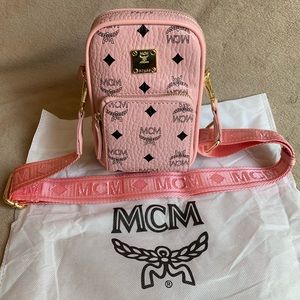 Pink MCM Mini Visetos Crossbody Bag MCM Cognac